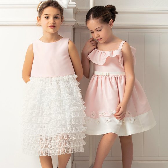 Princess Birthday 7/8 NEW Mama Luma Pink Ivory Lace Ruffles Girls Dress - Picture 2 of 3
